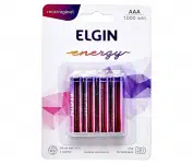 Pilha Recarregável AAA Blister Com 4 Pilhas, Elgin, Baterias, 1000mAh na Amazon