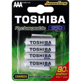 Pilha Recarregavel AAA Palito 950Mah Rtu Toshiba -  4 Unidades na Ponto