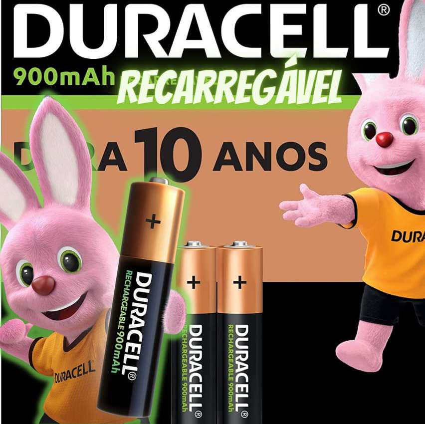 Pilha Recarregável AAA Palito DURACELL Com 2 Unidades na Amazon