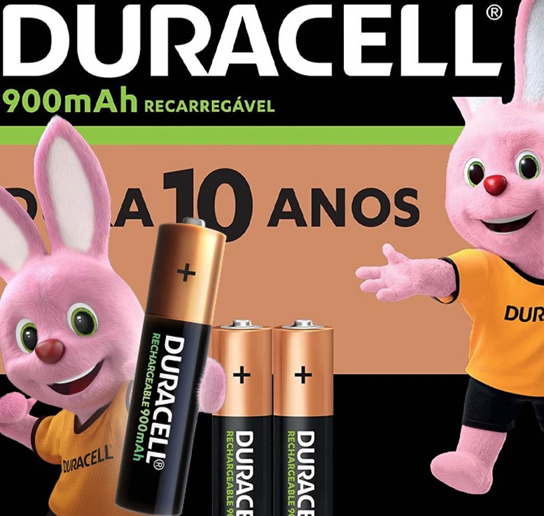 Pilha Recarregável AAA Palito DURACELL Com 2 Unidades na Amazon
