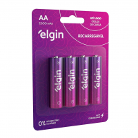 Pilha Recarregável Ni-Mh AA-2500 MAh Blister Com 4 Pilhas, Elgin, Baterias, 82173 na Amazon