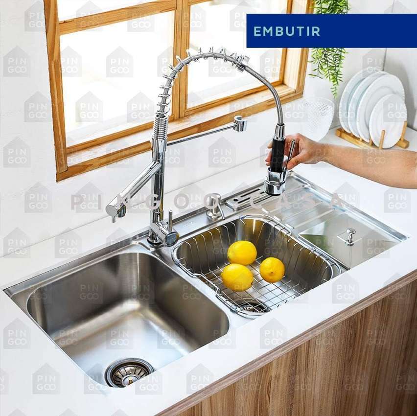 Pingoo.casa Kit Cuba para Cozinha Pia Dupla Nukini em Aço Inox 201 com Acessórios e Lixeira e Torneira Gourmet Misturador Monocomando Munim em Metal na Amazon