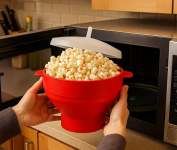 Pipoqueira de Silicone para Microondas Pipoca Dobrável Sem Óleo Com Tampa BPA Free na Amazon