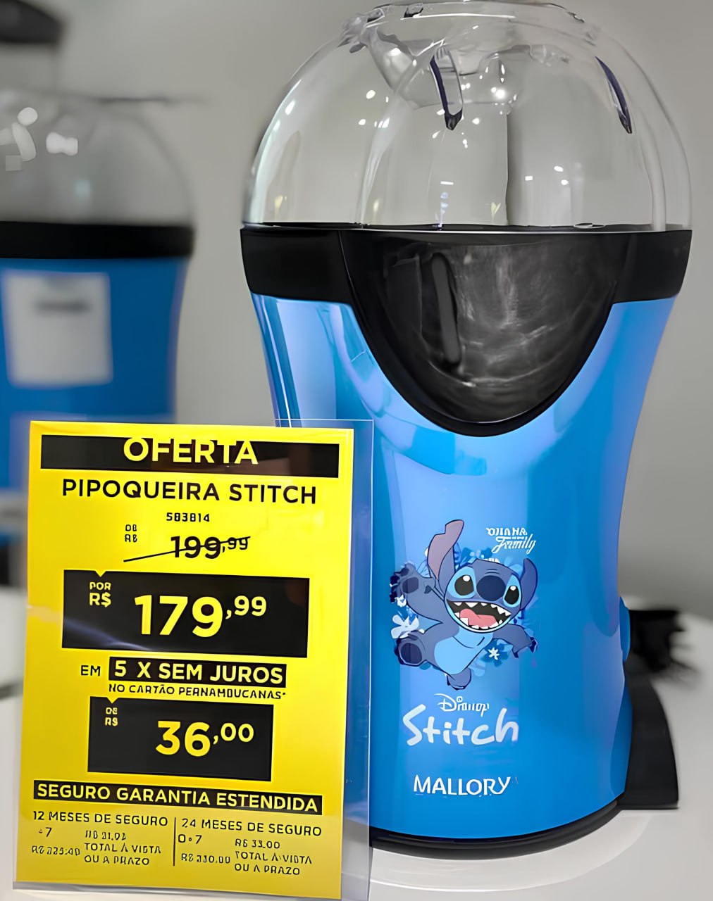 Pipoqueira Elétrica Mallory Stitch Disney Pipocas sequinhas, livres de Óleo na Amazon