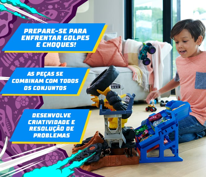 Pista Hot Wheels Monster Trucks Arena Demolição – Gor-Zilla Destruto Mattel na Magazine Luiza