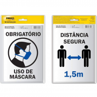 Placa De Sinalização, Pimaco, Adesivo, Distância Segura O Uso De Máscara, 14x19cm na Amazon