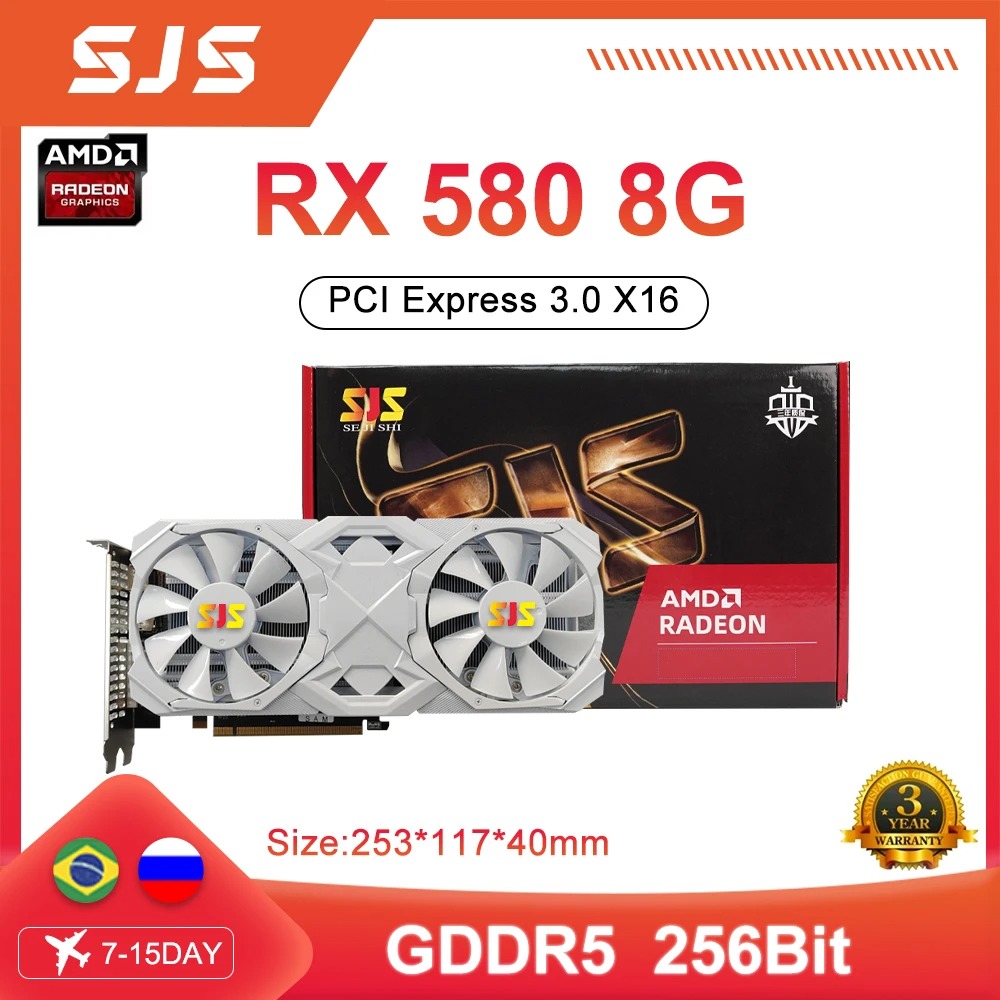 Placa de Vídeo AMD RX 580 8GB 2048SP SJS Branca na Aliexpress