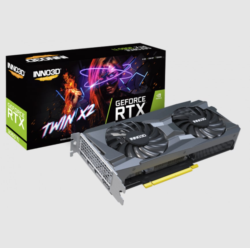 Placa de Vídeo INNO3D GeForce RTX 3060 Ti TWIN X2 LHR, 8GB, GDDR6, DLSS, Ray Tracing, N306T2-08D6-119032DH na Terabyte Shop