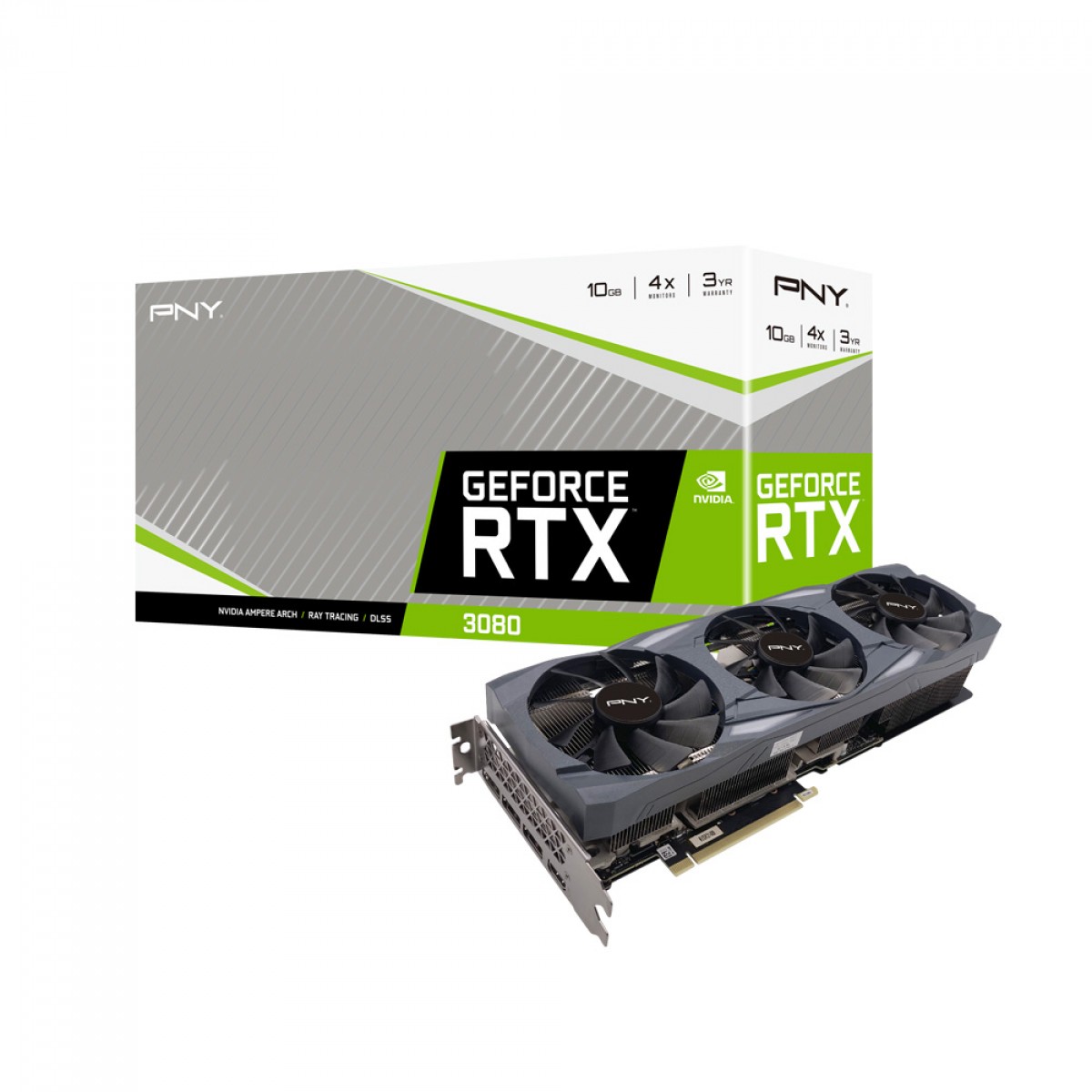 Placa de Vídeo PNY NVIDIA GeForce RTX 3080 Uprising Triple Fan, 10GB, GDDR6, DLSS, Ray Tracing, VCG308010TFMPB na Terabyte Shop