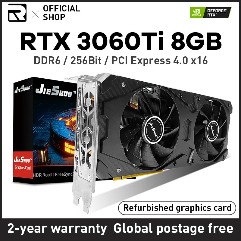Placa de Vídeo RTX 3060 Ti 8GB JieShuo Usada na Aliexpress