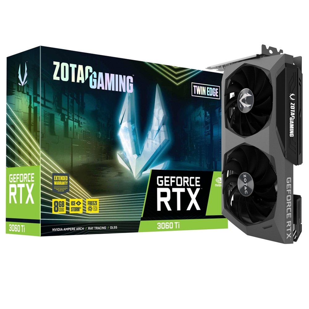 Placa de Vídeo RTX 3060 Ti Twin Edge Zotac Gaming GeForce, 8 GB GDDR6X, LED, DLSS, Ray Tracing – ZT-A30620E-10P na KaBuM!