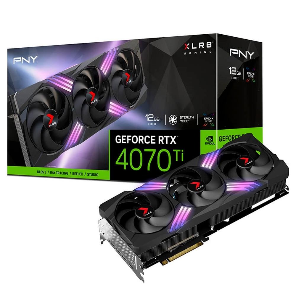 Placa de Vídeo RTX 4070 Ti XLR8 Gaming Verto Epic PNY NVIDIA GeForce, 12GB GDDR6X, DLSS 3, Ray Tracing, RGB, Triple Fan – VCG4070T12TFXXPB1 na KaBuM!