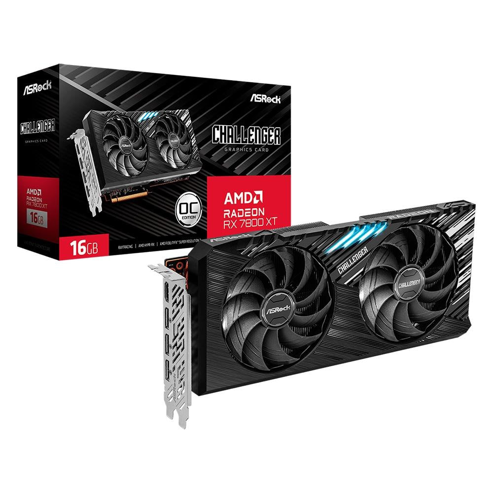 Placa de Vídeo RX 7800 XT Challenger 16G OC ASRock AMD Radeon, 16GB, GDDR6, RDNA 3, Ray Tracing – 90-GA4SZZ-00UANF na KaBuM!