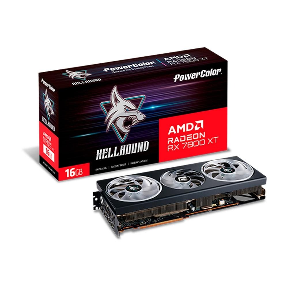 Placa de Vídeo RX 7800 XT Hellhound PowerColor AMD Radeon, 16GB GDDR6, Ray Tracing – RX7800XT 16G-L/OC na KaBuM!