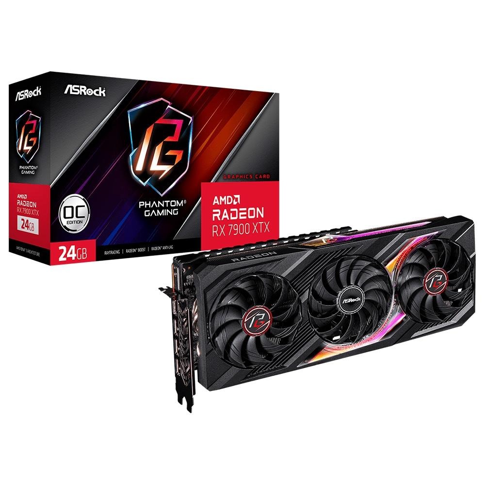 Placa de Vídeo RX 7900 XTX Phantom Gaming ASRock AMD, 24 GB GDDR6, ARGB – 90-GA3YZZ-00UANF na KaBuM!