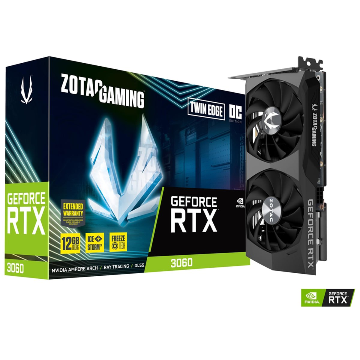 Placa de Vídeo Zotac Gaming GeForce RTX 3060 Twin Edge OC, 12GB, GDDR6, DLSS, Ray Tracing, ZT-A30600H-10M na Terabyte Shop