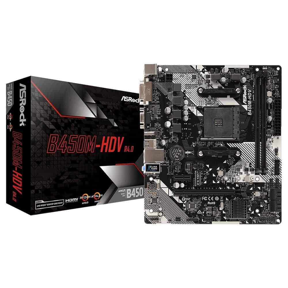 Placa Mãe ASRock B450M-HDV R4.0, AMD AM4, Micro ATX, DDR4 na KaBuM!