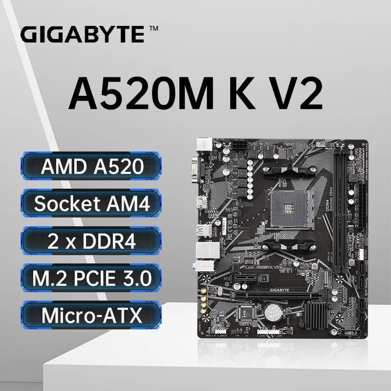 Placa Mãe Gigabyte A520M K V2, AM4 Cupom na Aliexpress