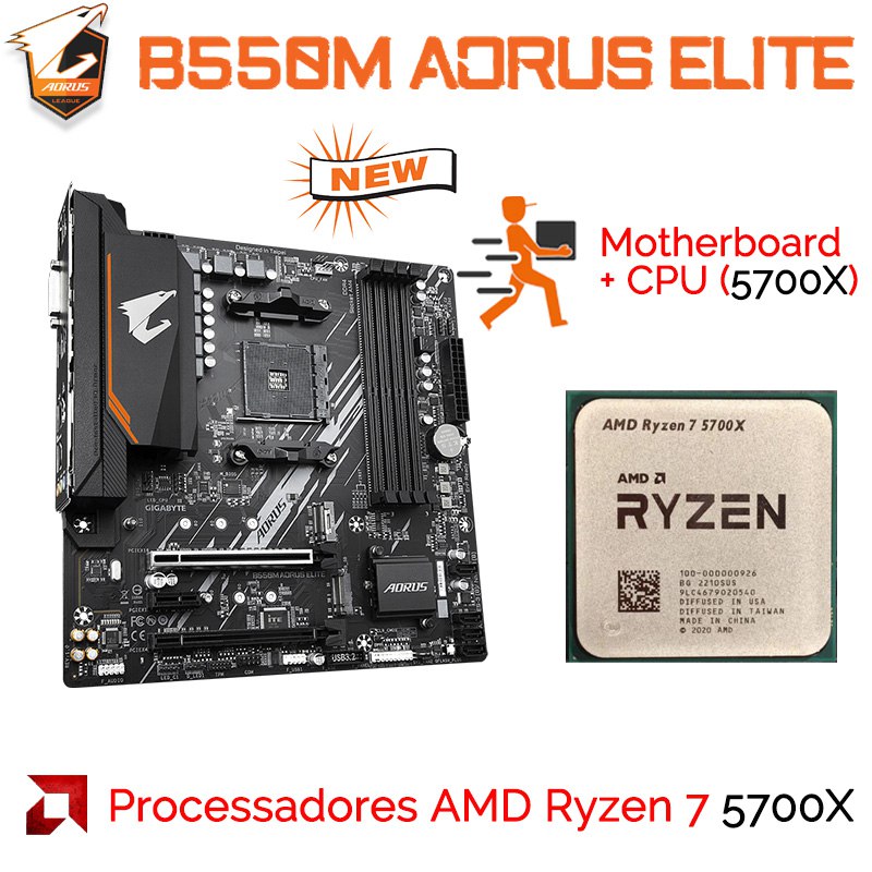 Placa-mãe Gigabyte B550M AORUS Elite + AMD Ryzen 7 5700X na Aliexpress