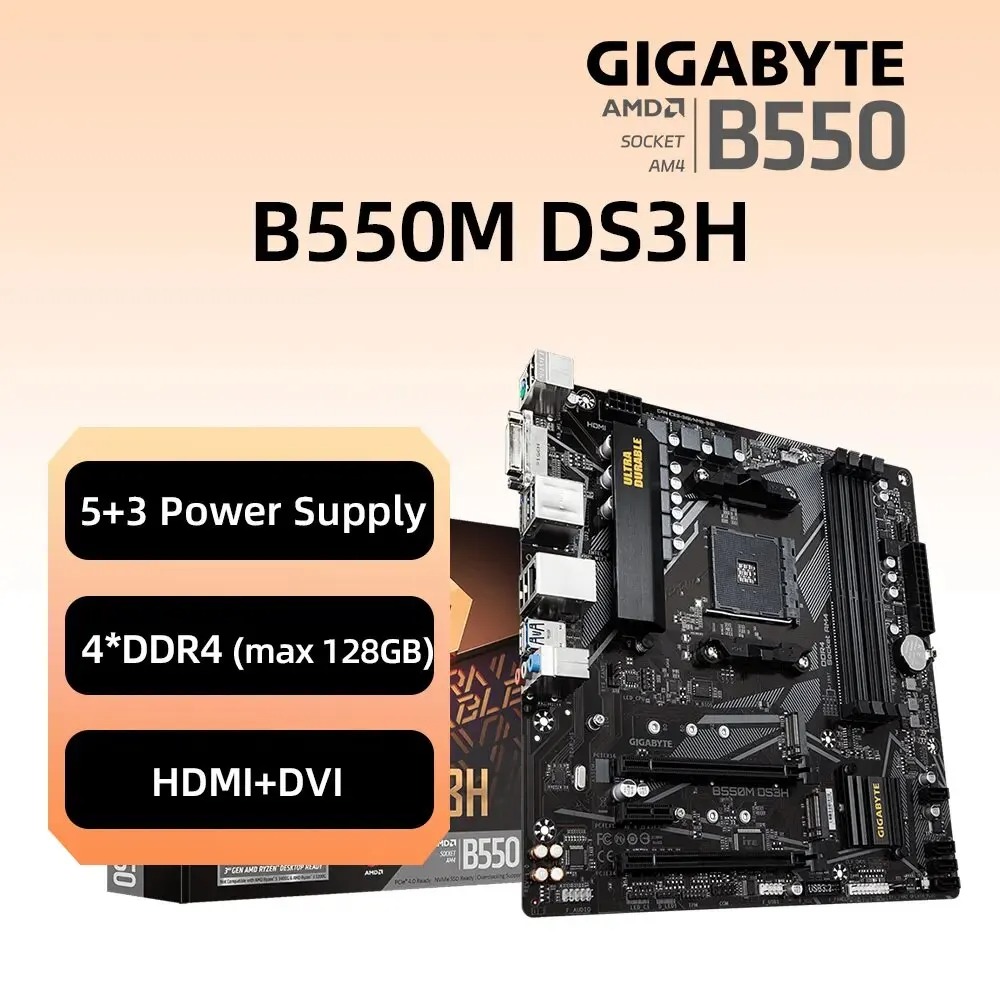 Placa Mãe Gigabyte B550M-DS3H, AM4 na Aliexpress