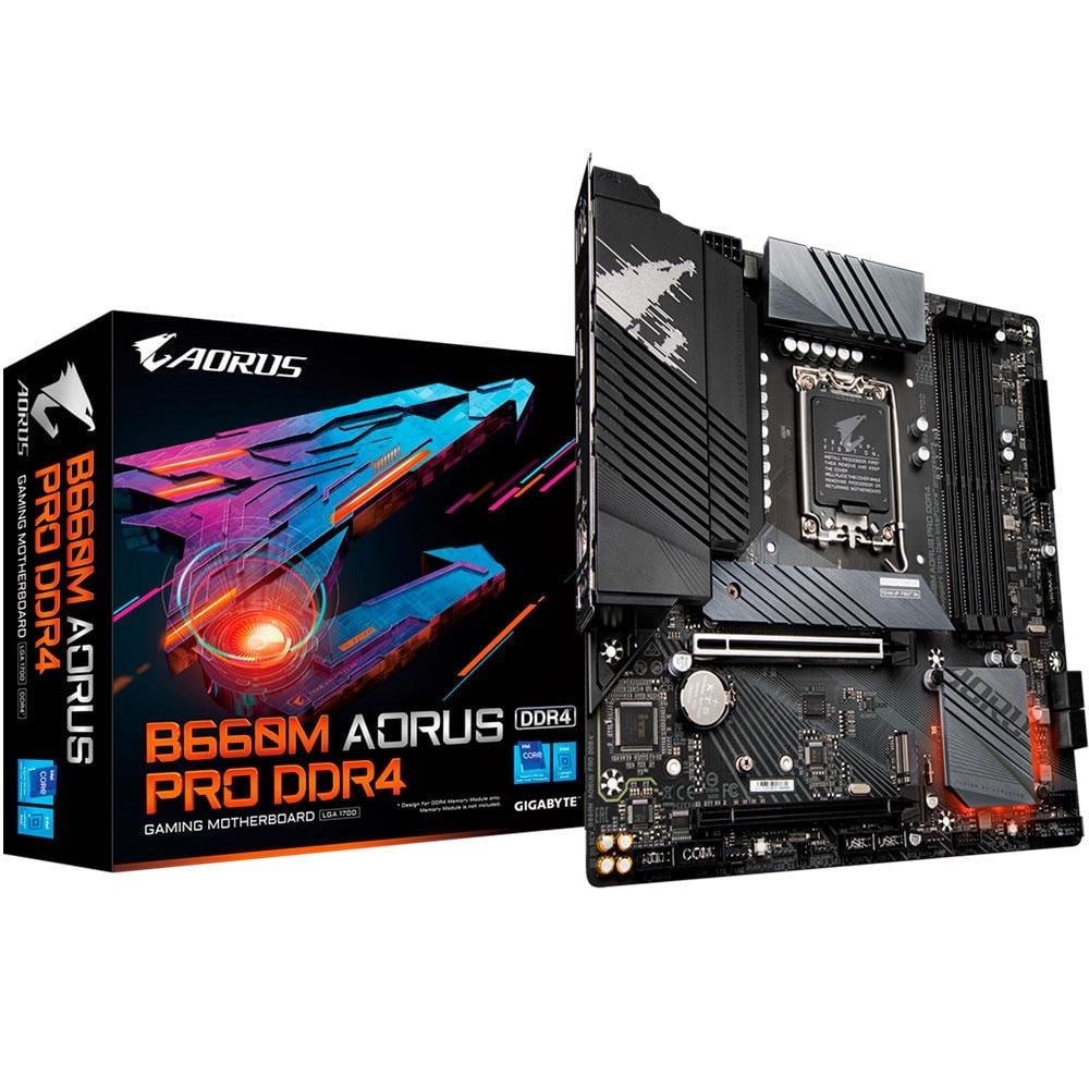 Placa Mãe Gigabyte B660M Aorus PRO, Intel LGA 1700, mATX, DDR4, M.2 NVME na KaBuM!