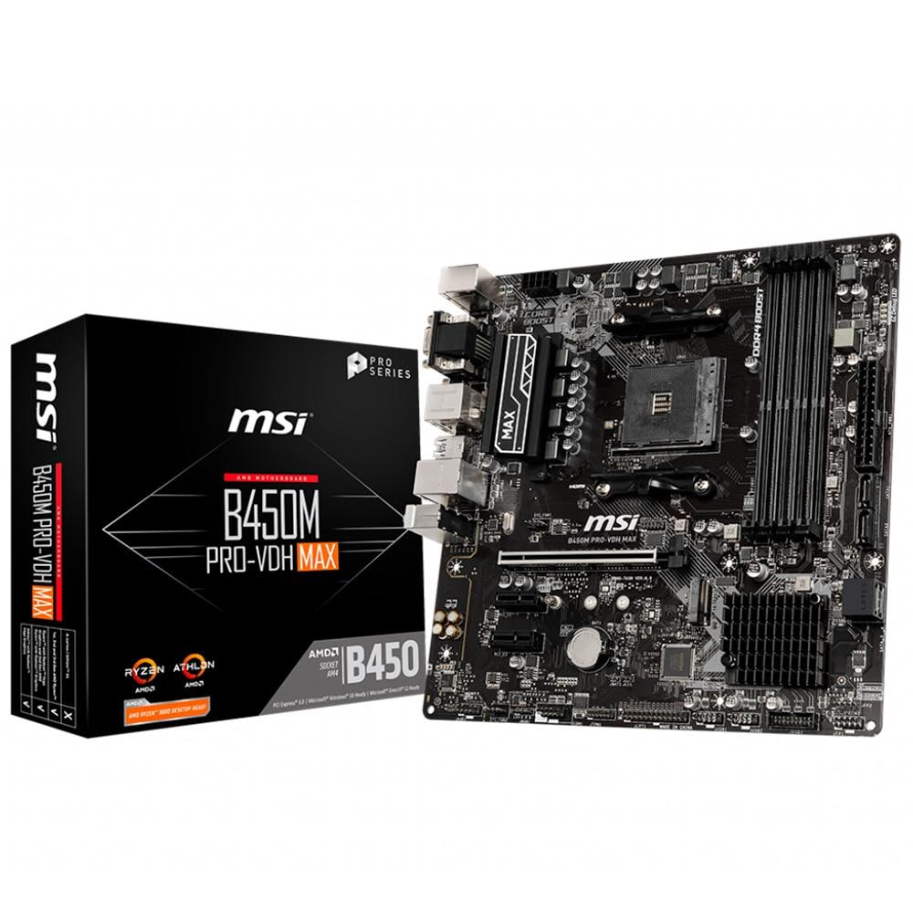 Placa-Mãe MSI B450M Pro-VDH Max p/ AMD AM4, m-ATX, DDR4 na KaBuM!