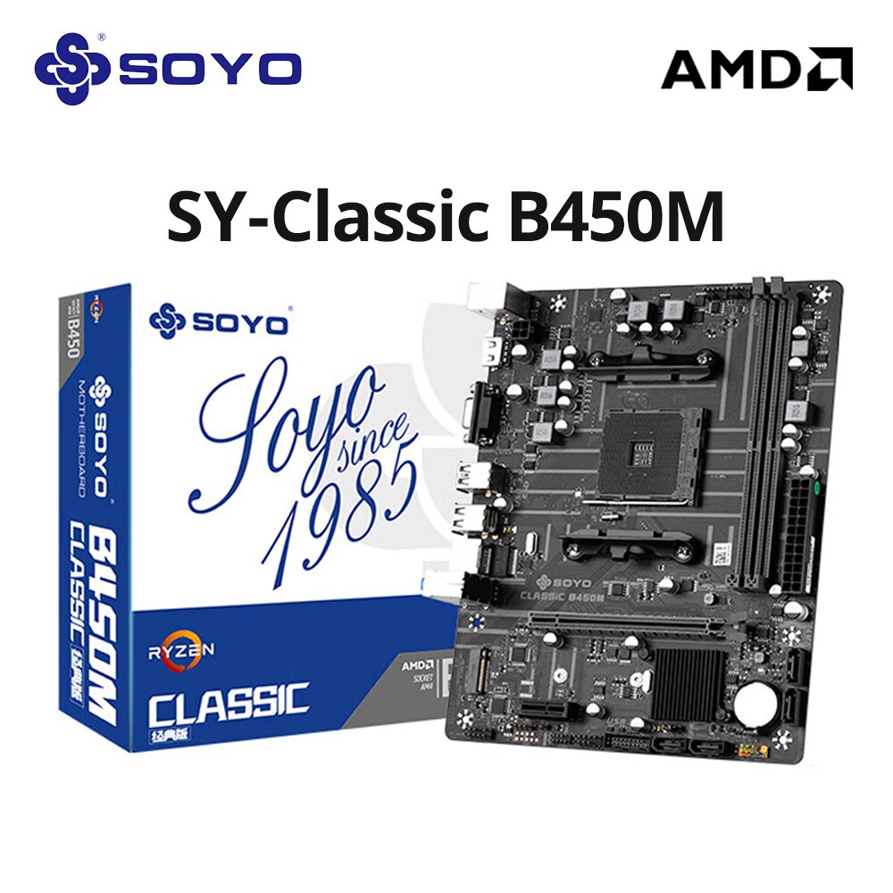 Placa-mãe SOYO AMD B450M SY-Classic na Aliexpress