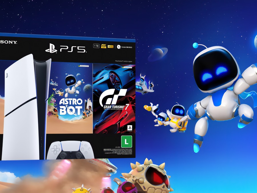 PlayStation 5 Slim Edição Digital 1TB 1 Controle Branco Sony com 2 Jogos Astro Bot e Gran Turismo 7 na Aliexpress