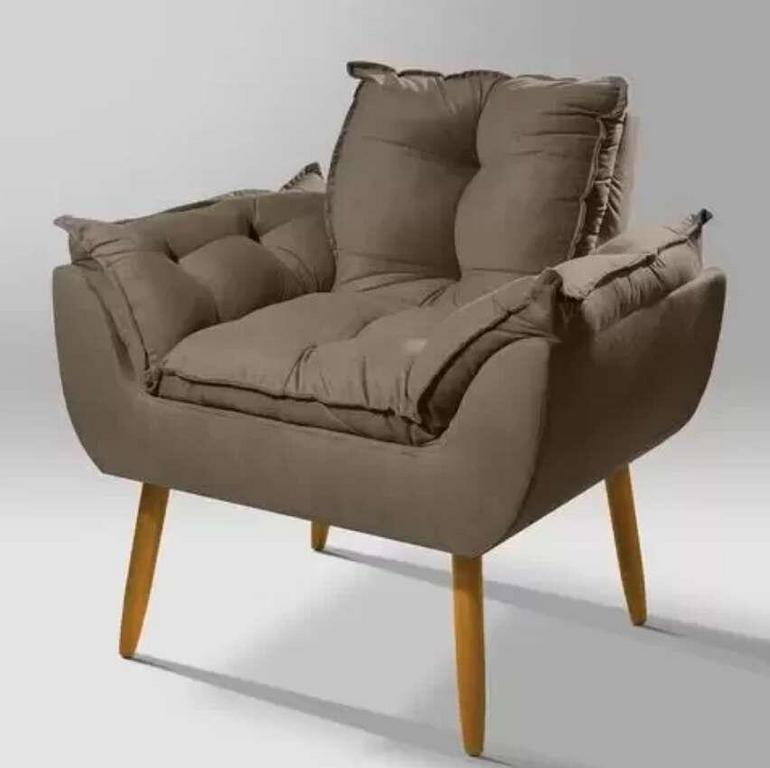 Poltrona Decorativa para Sala Opala Suede na MadeiraMadeira