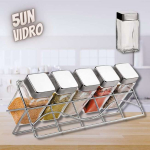 Porta Condimentos de Vidro quadrado Transparente com Suporte 6 Peças, VDR0429, Euro Home na Amazon