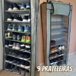 Porta Sapatos Sapateira Armário Organizador Dobrável 9 Prateleiras Resist Cor:Cinza na Amazon