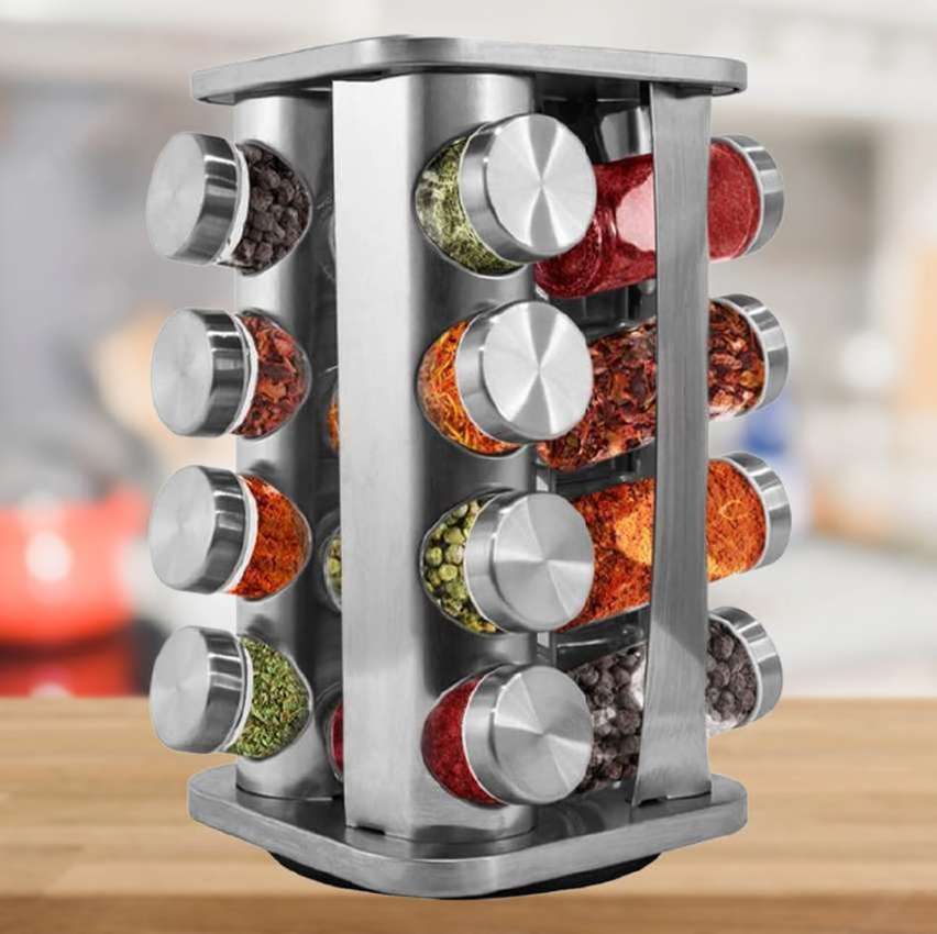 Porta Temperos Condimentos 16 Potes Giratorio Quadrado Inox – Mm House na Magazine Luiza