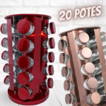 Porta Temperos Condimentos Inox 20 Potes Com base Giratória ( 2 cores ) na Amazon