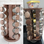 Porta Temperos Condimentos Inox 20 Potes Com Base Giratório (Rose) na Amazon