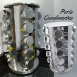 PORTA TEMPEROS CONDIMENTOS REDONDO INOX 20 POTES (Inox) na Amazon