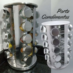 PORTA TEMPEROS CONDIMENTOS REDONDO INOX 20 POTES (Inox) na Amazon