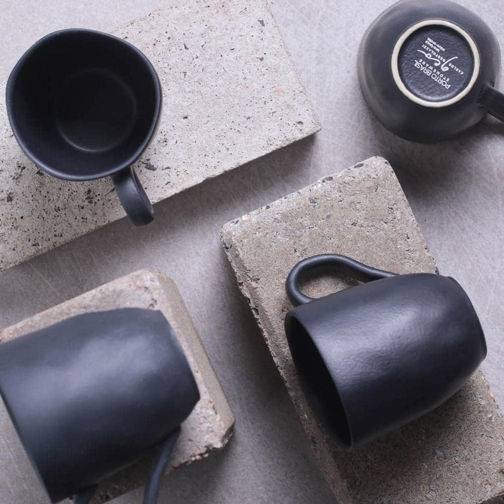 Porto Brasil Conjunto com 4 Canecas Orgânico Preto Matte 273ml na Amazon