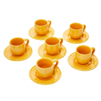 Porto Brasil Conjunto Com 6 Xícaras De Café C/ Pires Acanthus Mostarda na Amazon