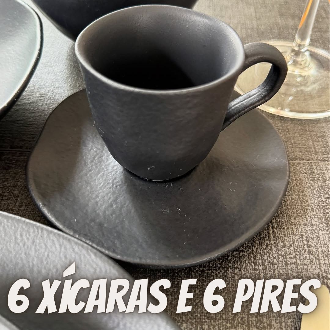 Porto Brasil Conjunto com 6 Xícaras de Café com Pires Orgânico Onyx 120ml na Amazon