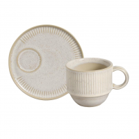 Porto Brasil Conjunto Com 6 Xícaras De Chá Com Pires Empilhável Linhas Latte na Amazon