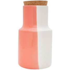 Pote de Cerâmica Médio Cora com Tampa Bege/Rosa Salmão 1300ml na Riachuelo
