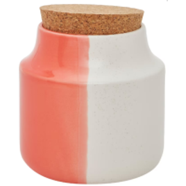 Pote de Cerâmica Pequeno Cora com Tampa Bege/Rosa Salmão 750ml na Riachuelo