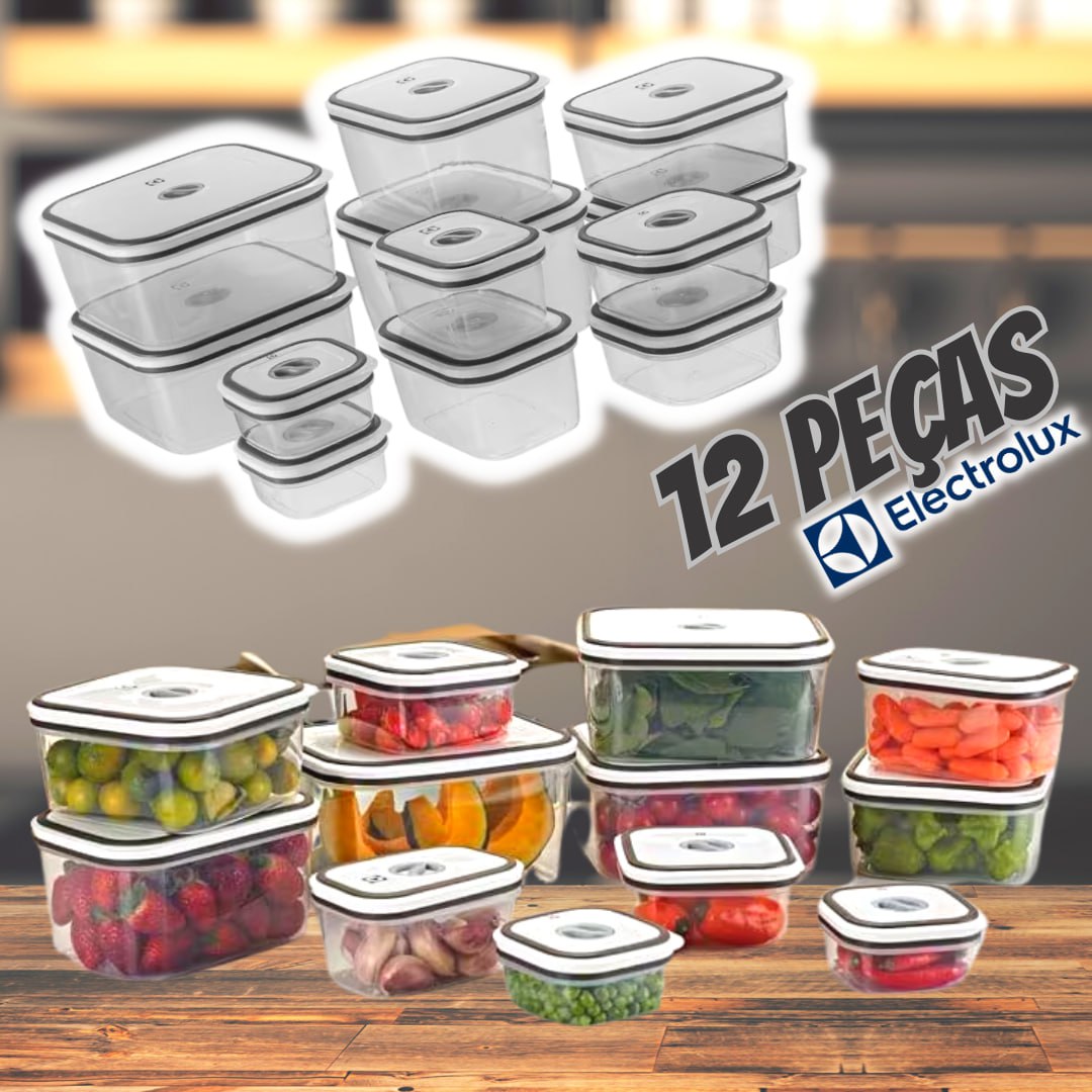Potes Herméticos de Plástico Cinza com 12 Unidades na Casas Bahia