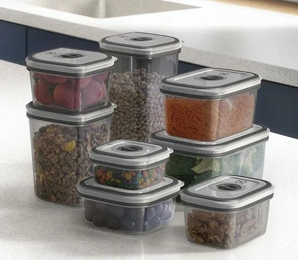Potes Herméticos De Plástico Cinza Escuro Com 8 Unidades na Carrefour