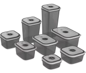Potes Herméticos de Plástico Cinza Escuro – 8 Unidades – Electrolux na Casas Bahia