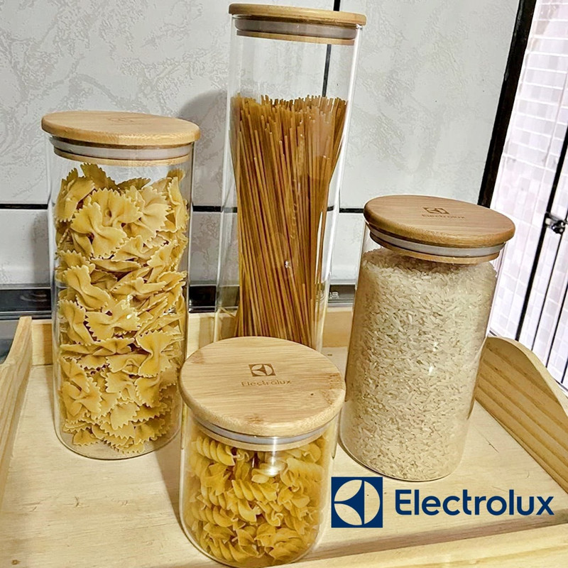Potes Herméticos Porta-Mantimentos com Tampa de Bambu Electrolux – 4 unidades na Amazon