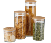 Potes Herméticos Porta-Mantimentos com Tampa de Bambu Electrolux – 4 unidades na Amazon