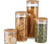 Potes Herméticos Porta-Mantimentos com Tampa de Bambu Electrolux – 4 unidades na Amazon