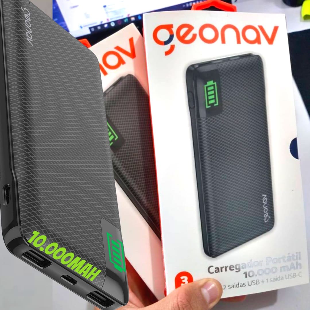 Power Bank Universal Geonav, 10000 mAh, Preto – PB10KBK na KaBuM!