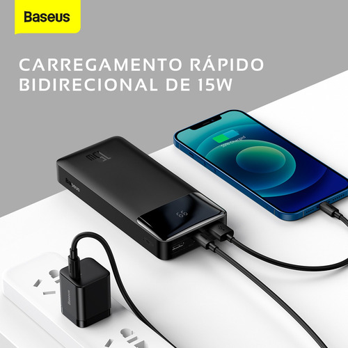 Powerbank Baseus 20.000mah 15w Com Indicador De Carga LED Carregamento Rapido Bateria Polimero de Litio de Alta Densidade na Aliexpress